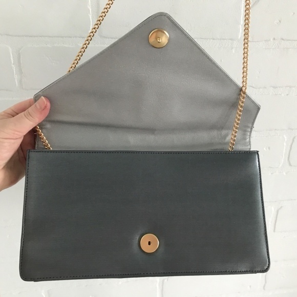 Vintage 80s Shoulder bag Clutch John Hort Letter shape Gray/Silver - Picture 5 of 7